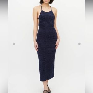 Jacquemus Navy Textured Backless Dress